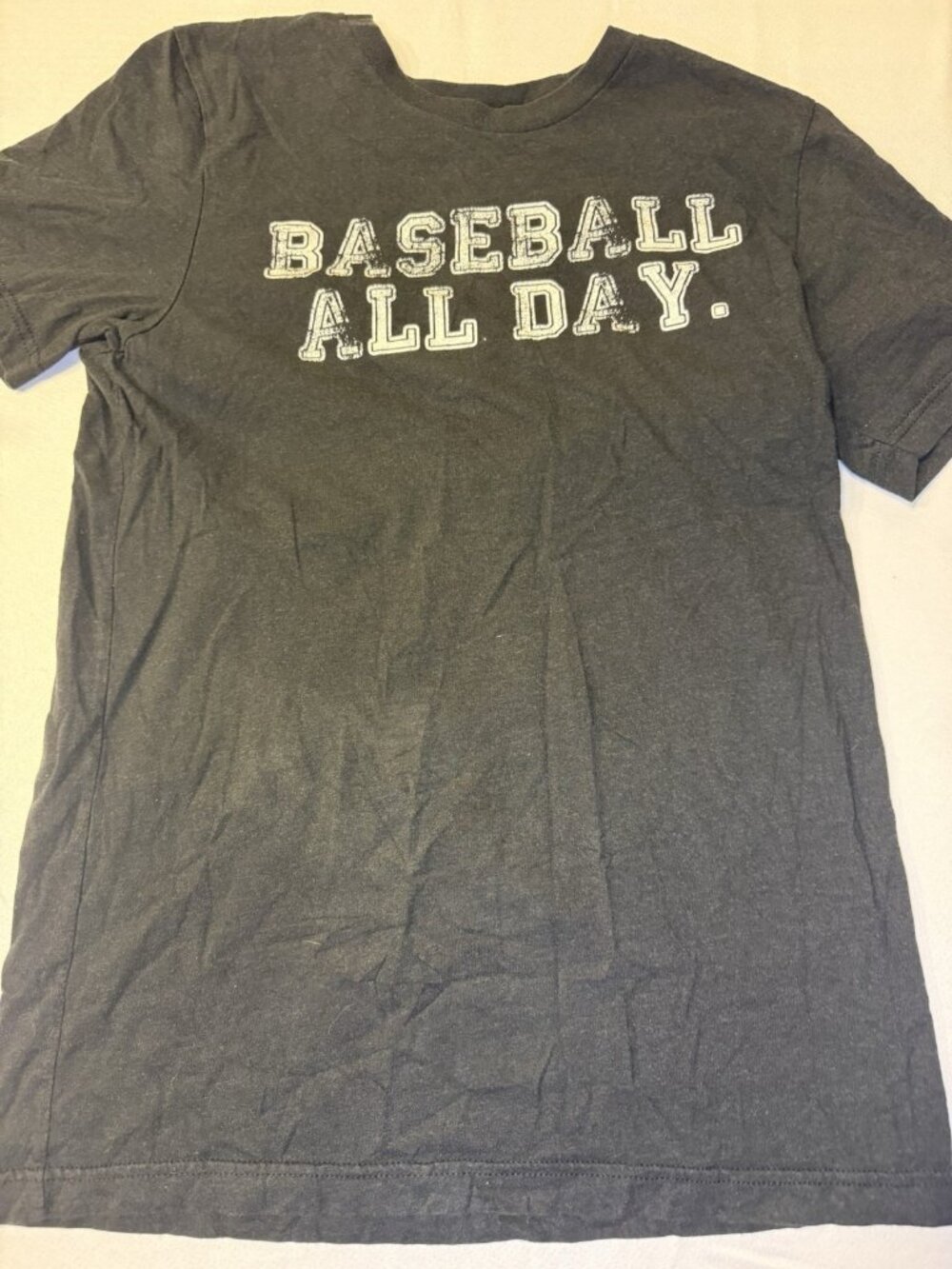 Women's "Baseball All Day" T-shirt Black With White Writing Size M